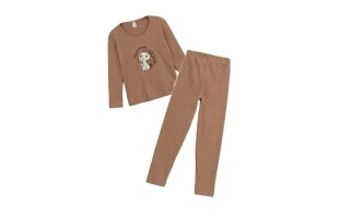 Pijama pentru copii Cotton More. Bumbac. Maro. image